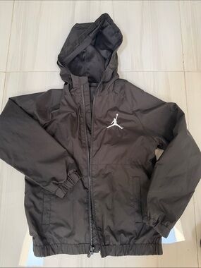Jordan Black Hooded Windbreaker with White Jumpman
